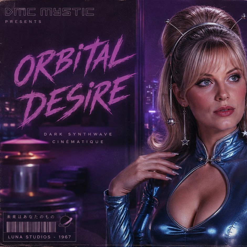 Orbital Desire est un album darkwave de 14 pistes où la noirceur rencontre la sensibilité. Les synthés chantent comme des voix lointaines, les basses enveloppent, les mélodies racontent des histoires de désir, de distance et de lumière mourante. C’est une traversée cosmique où chaque morceau porte une émotion suspendue.