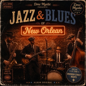 Jazz Blues of New Orlean réunit 16 titres colorés, inspirés par l’âme profonde et chaleureuse de la Nouvelle‑Orléans. Un voyage musical où le jazz rencontre le blues, entre swing, feeling et atmosphères authentiques, porté par la signature sonore de Dmc Mystic.